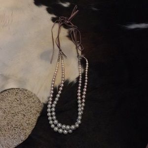 Double strand pearl necklace
